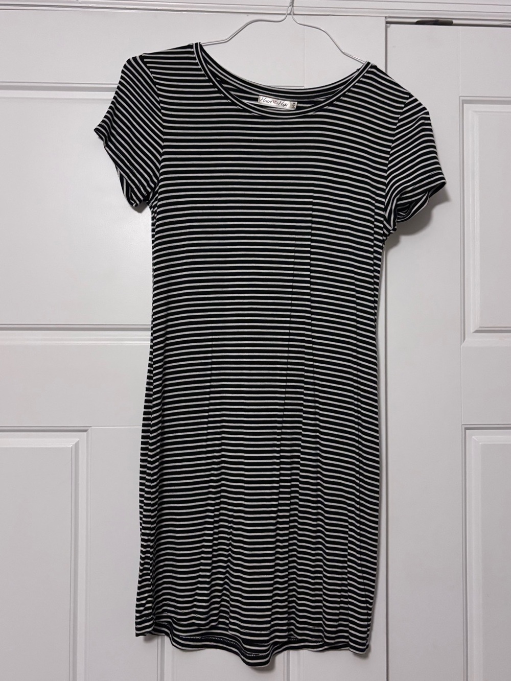Heart Hips Black and White Striped Mini Dress